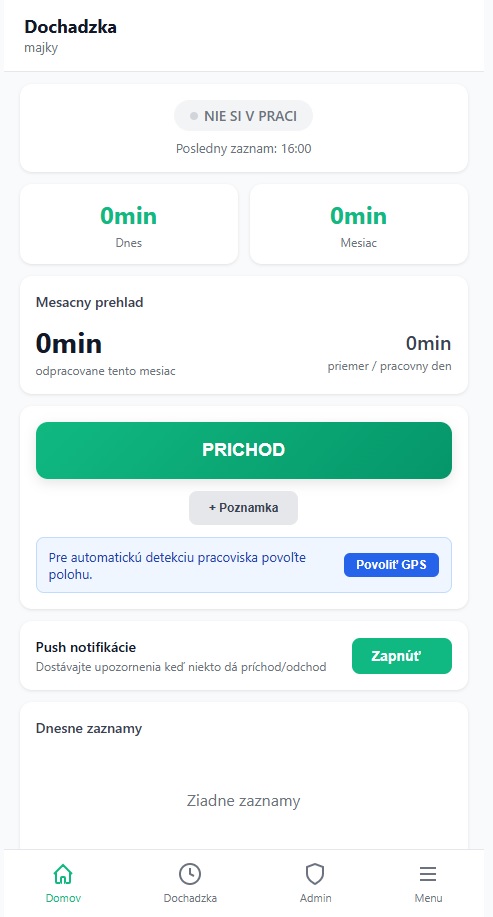 Web Dochádzka